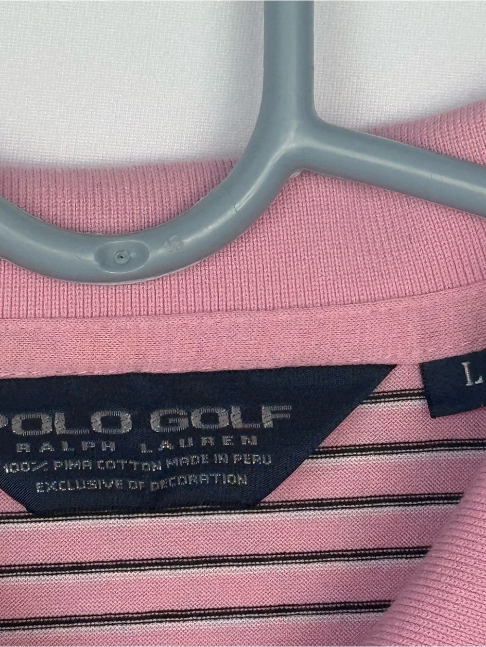Polo Golf by Ralph Lauren Pima Cotton Pink Micro Black White Stripes Vintage